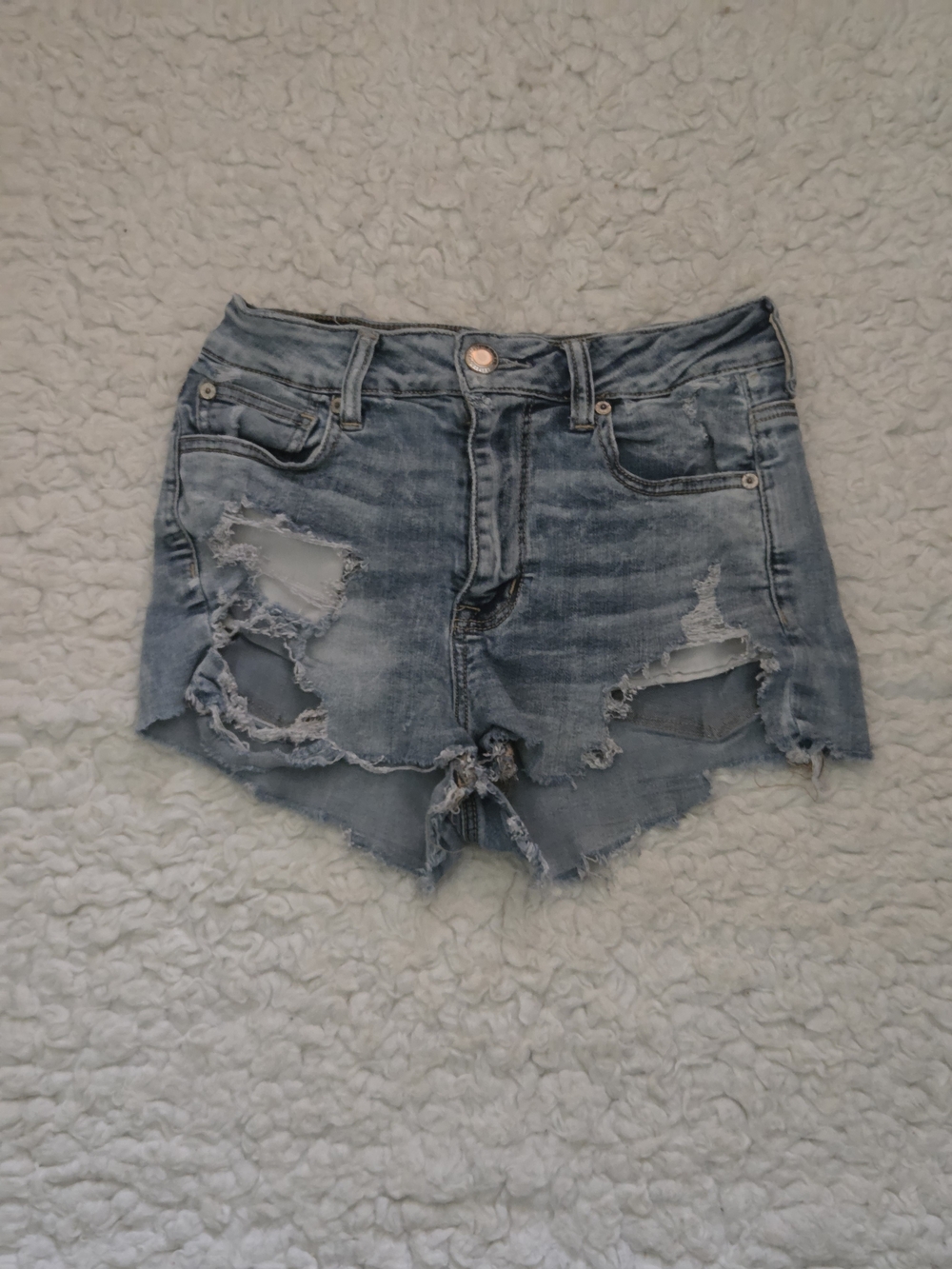 American Eagle Outfitters Light Blue Distressed Denim Cutoff Shorts